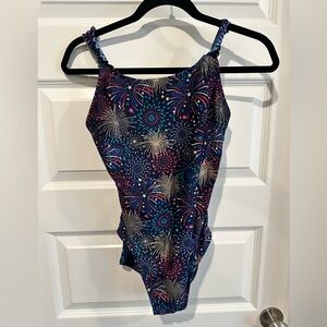Cat & Jack Girls XL One Piece Swimsuit – Fireworks Print - EUC